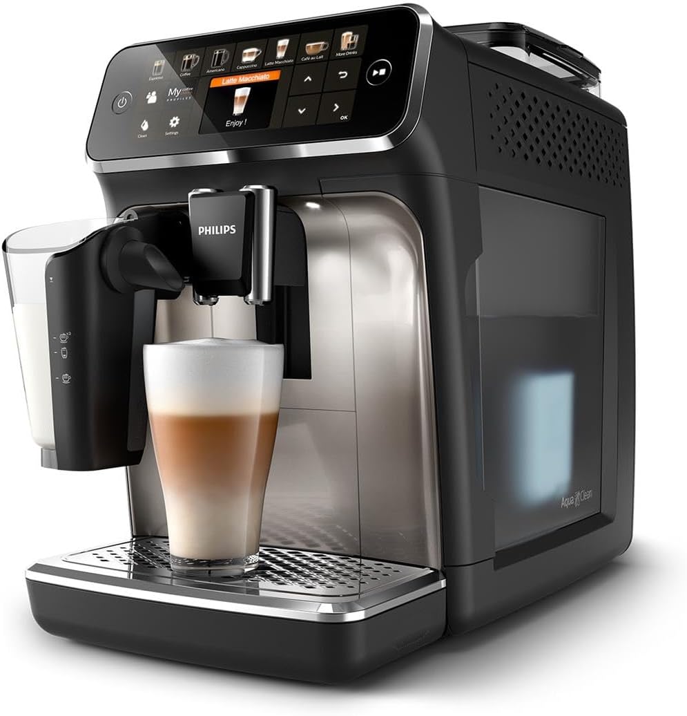 Serie 5400 Kaffeevollautomat EP5447/90 – Mit LatteGo Milchsystem, 12 Kaffeespezialitäten, intuitivem Display, vier individuellen Benutzerprofilen und edler Chrom-Optik