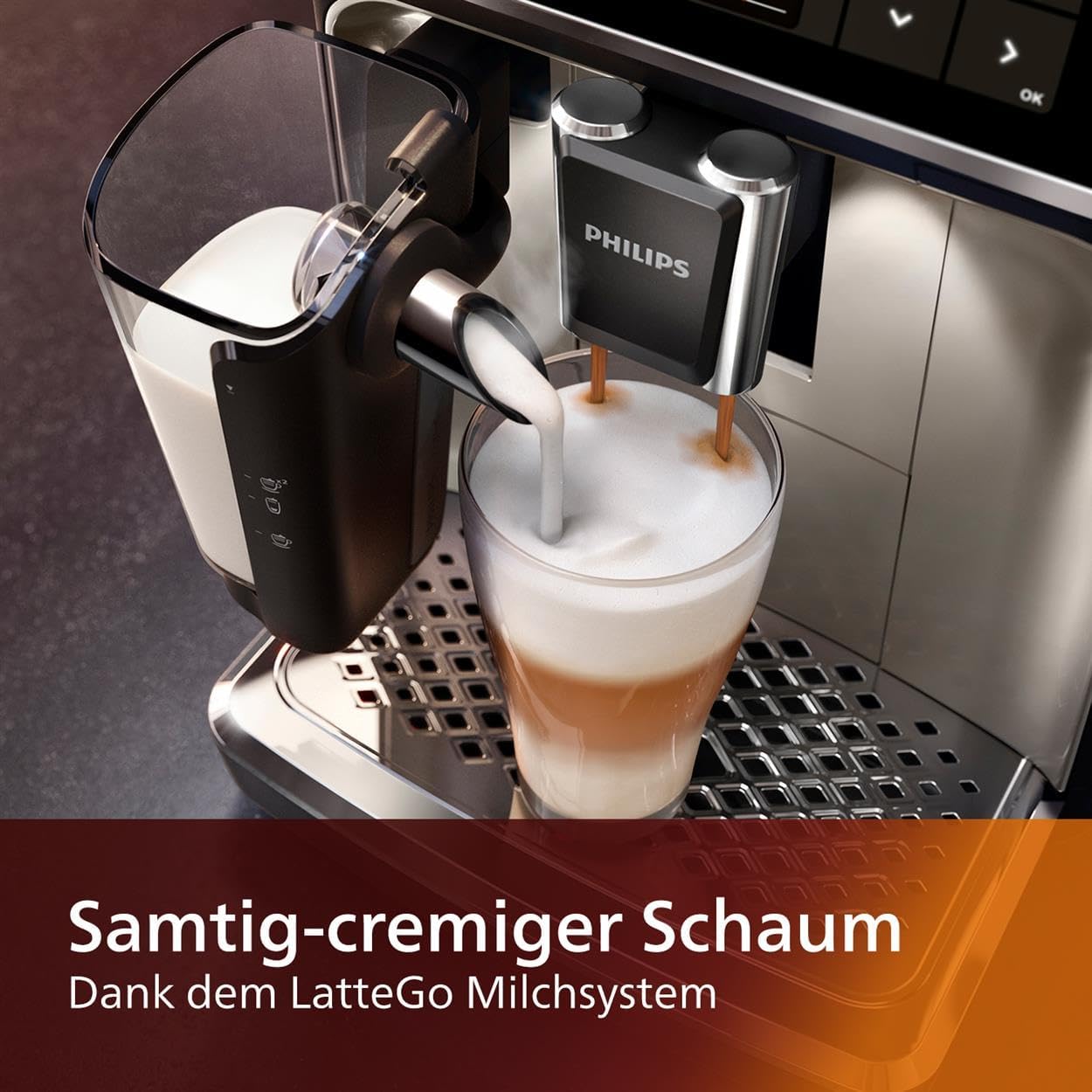 Serie 5400 Kaffeevollautomat EP5447/90 – Mit LatteGo Milchsystem, 12 Kaffeespezialitäten, intuitivem Display, vier individuellen Benutzerprofilen und edler Chrom-Optik