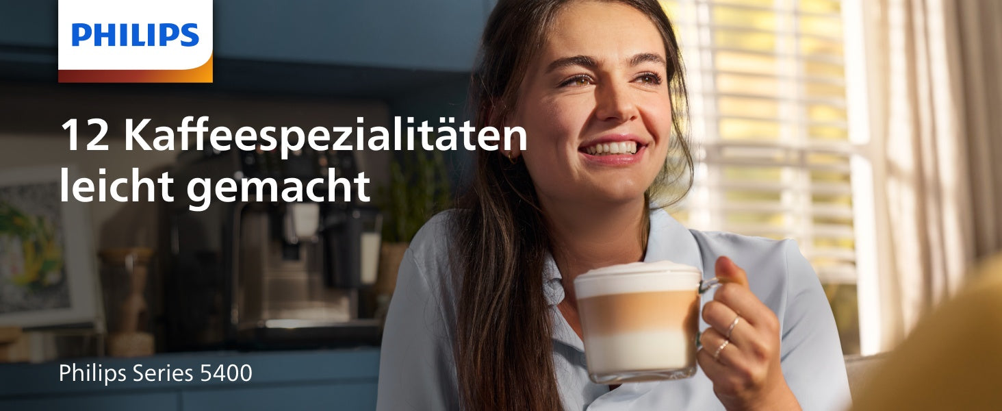 Serie 5400 Kaffeevollautomat EP5447/90 – Mit LatteGo Milchsystem, 12 Kaffeespezialitäten, intuitivem Display, vier individuellen Benutzerprofilen und edler Chrom-Optik